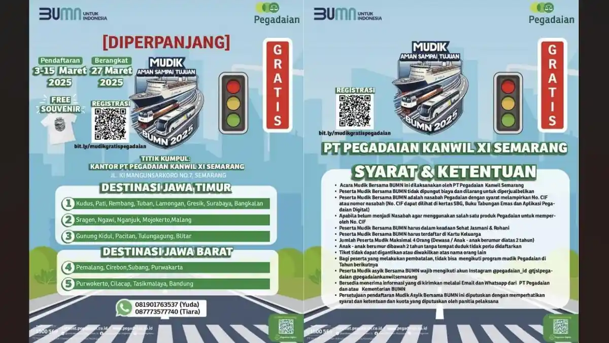 Pengin Ikut Mudik Bareng Pegadaian Kanwil Semarang? Begini Syarat dan Cara Daftarnya