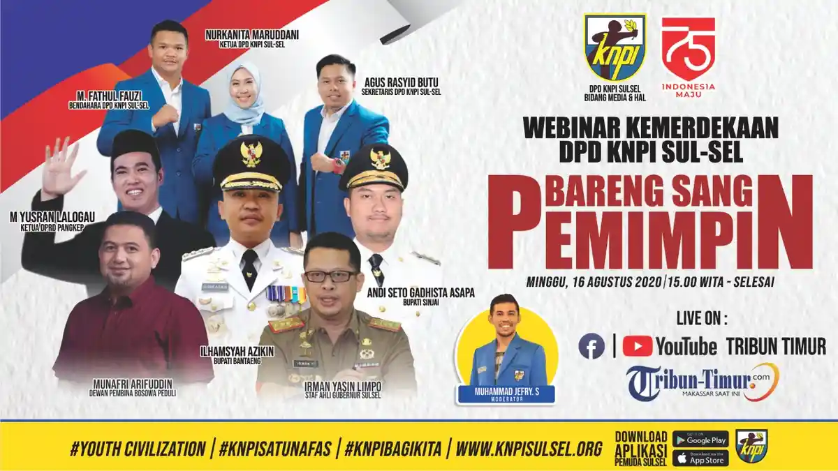 Besok, KNPI Sulsel Bakal Hadirkan Sang Pemimpin di Webinar Kemerdekaan