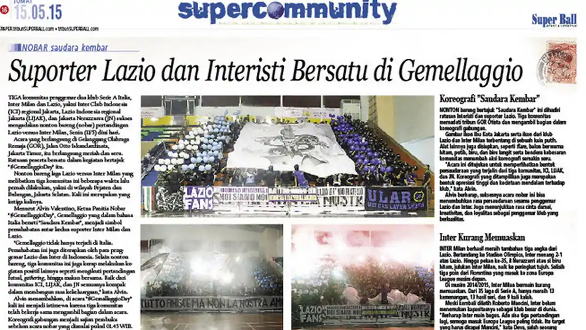 Suporter Lazio dan Interisti Bersatu di Gemellaggio