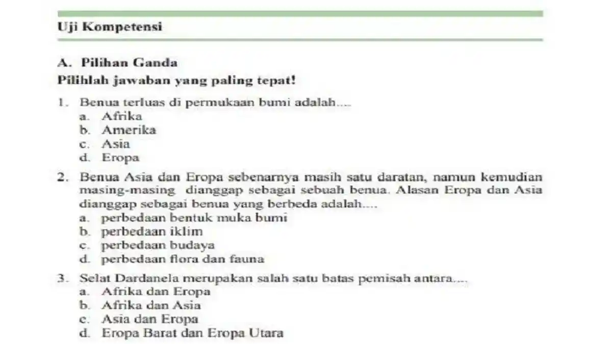 Kunci Jawaban IPS Kelas 9 Halaman 83-84 K13 : Uji Kompetensi Bab 1, Soal Pilihan Ganda dan Esai