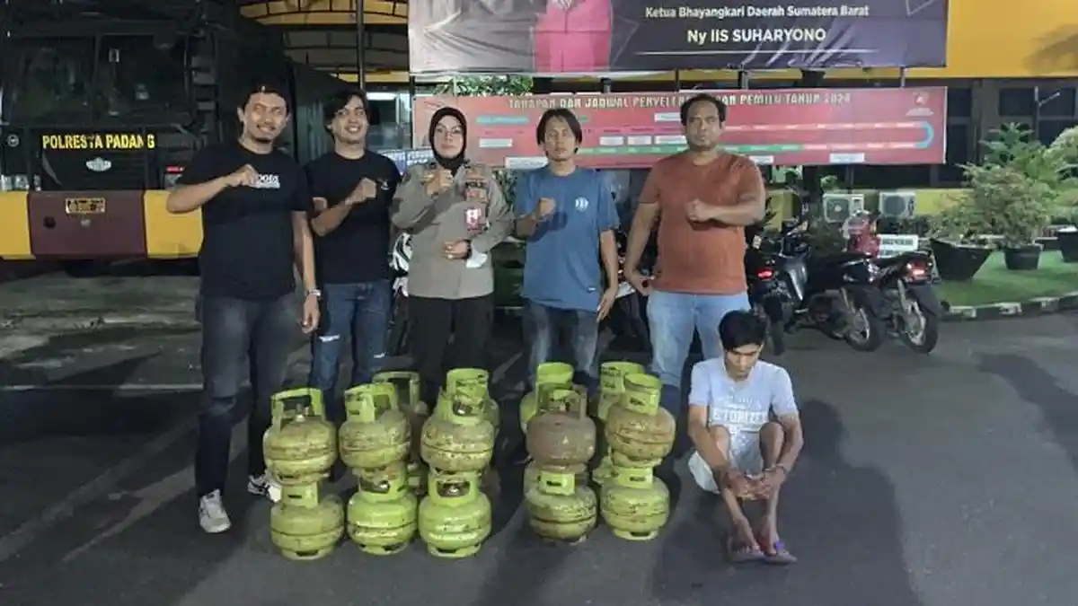 Polresta Padang Tangkap Pencuri Gas Elpiji 3 Kilogram, Amankan Barang Bukti 18 Tabung