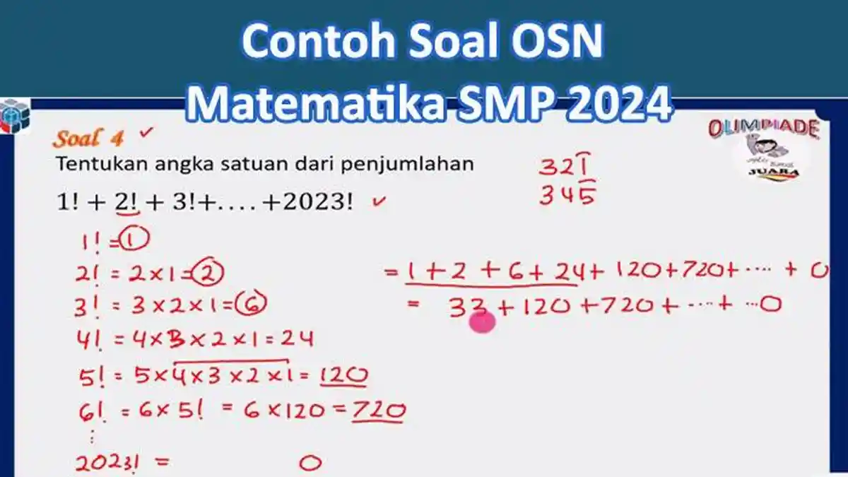 Contoh Soal OSN Matematika SMP 2024 dan Pembahasan Olimpiade Sains Nasional