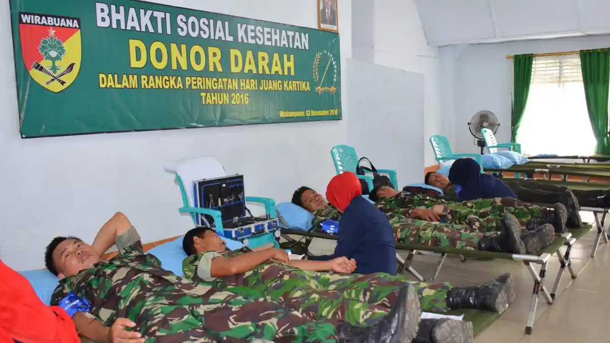 Hari Juang Kartika 2016, Korem 141 Toddoppuli Bone Gelar Donor Darah