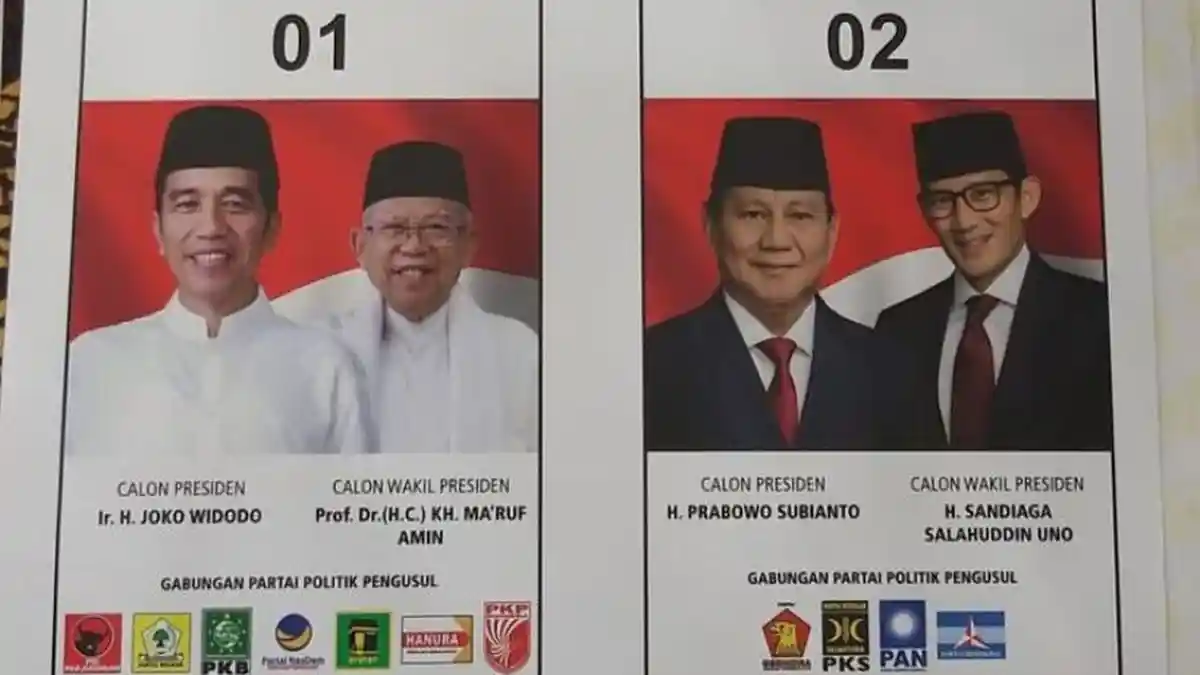 Update Real Count Pilpres di Sumut, Jokowi-Ma'ruf Unggul 55,8 % Suara, Prabowo-Sandi 44,2 %