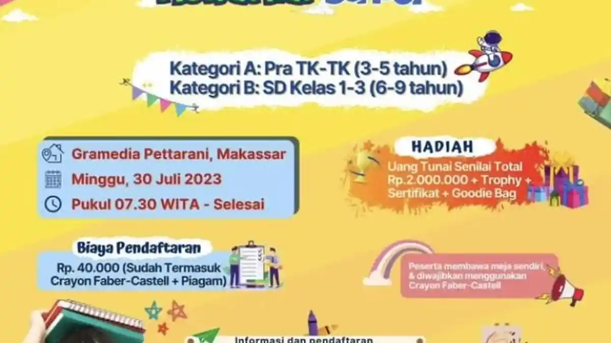 Lomba Mewarnai di Gramedia Pettarani Makassar Berhadiah Jutaan Rupiah