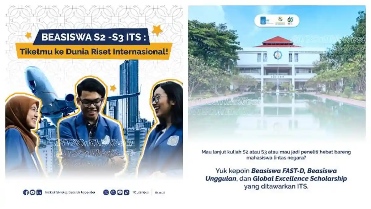 3 Beasiswa Fast Track ITS Jenjang S2-S3, Cek Jenis dan Jadwalnya