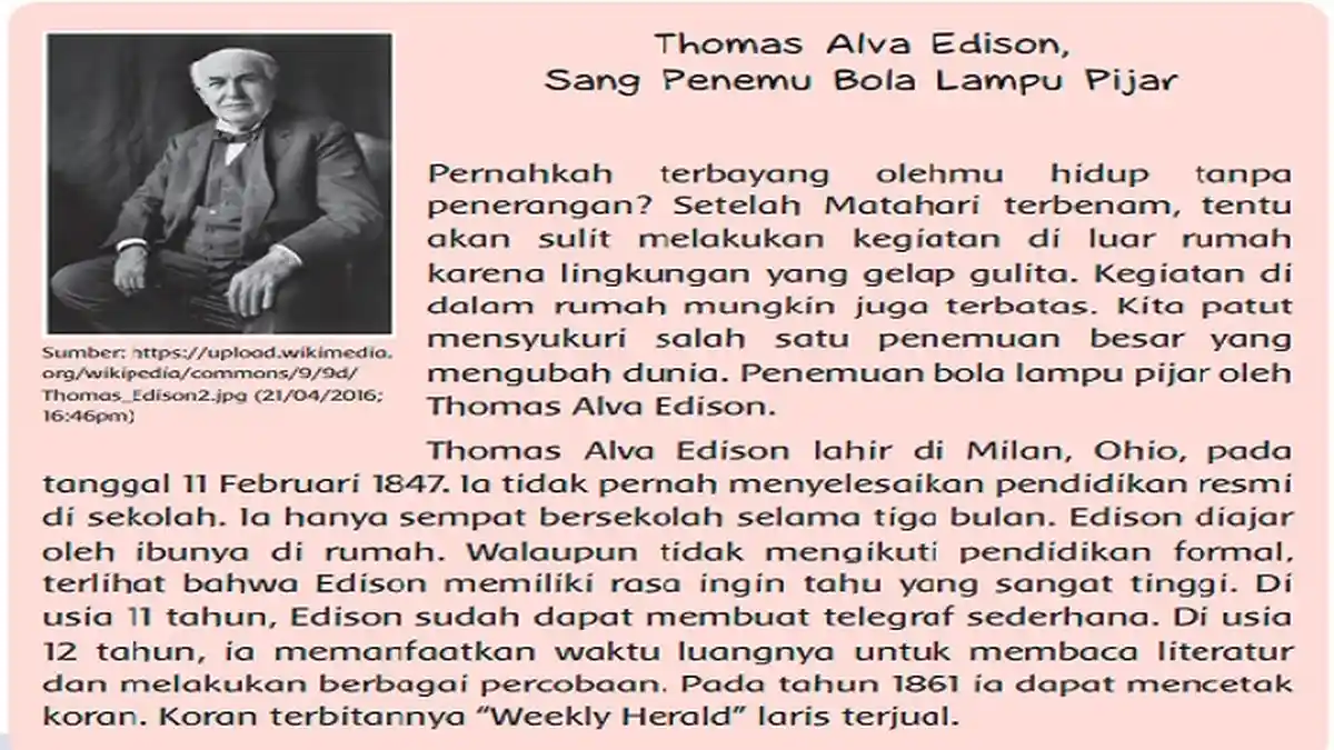 Paragraf 3: Deret Penjelas, Bagaimana Thomas Alva Edison Menemukan Bola Lampu Pijar?