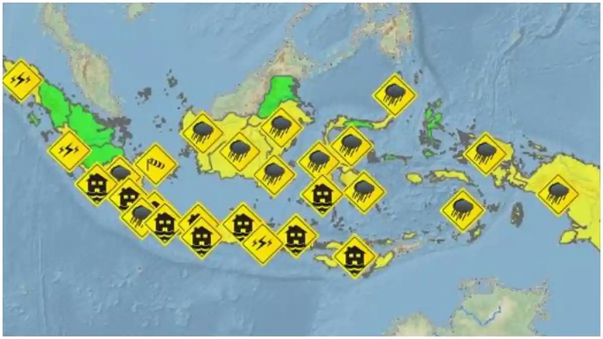 Peringatan Dini BMKG Kamis, 4 Februari 2021, Waspada Cuaca Ekstrem Hujan Lebat di 21 Wilayah