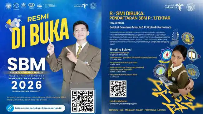 SBM Poltekpar Kemenpar 2026 Dibuka, Cek Syarat Mahasiswa Baru