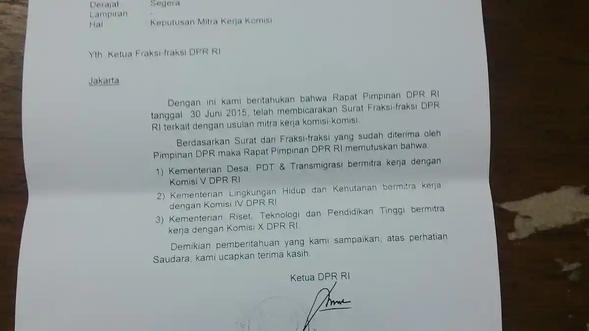 Tiga Kementerian Berganti Mitra Komisi di DPR