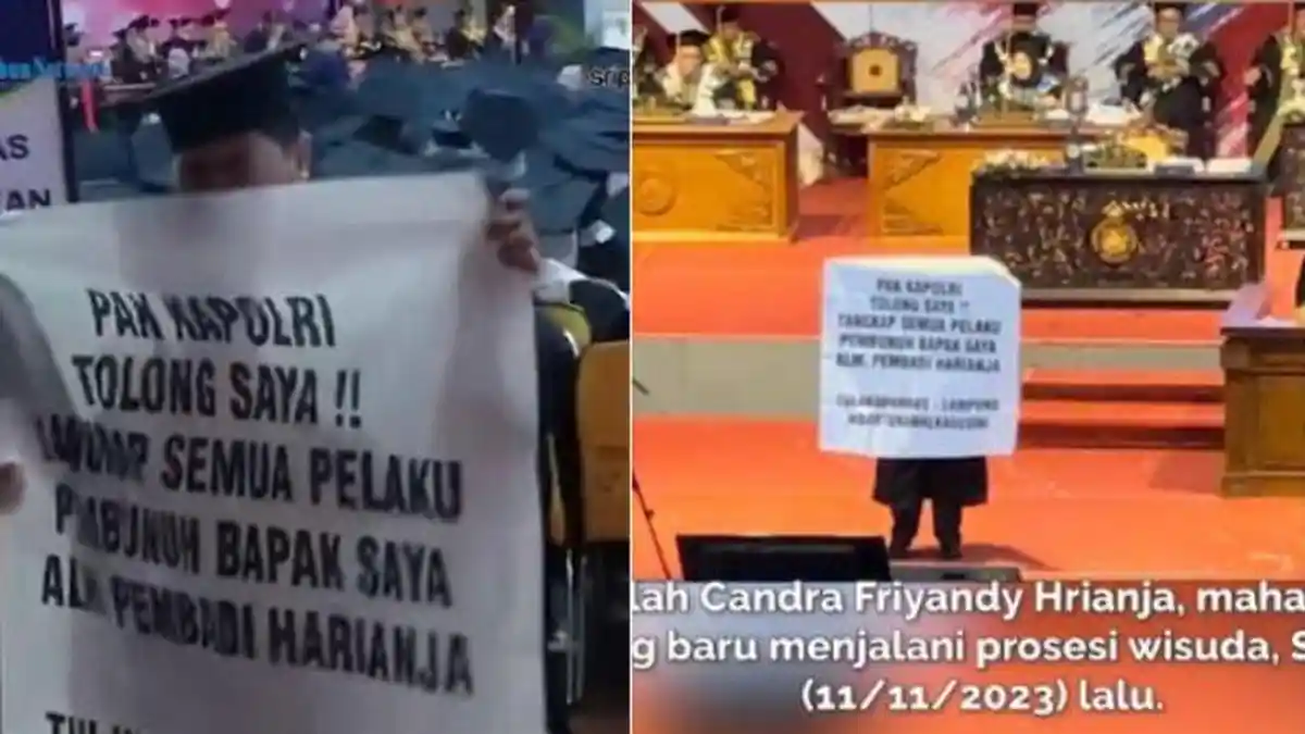 Momen Wisuda Berubah Tegang Gara-gara Spanduk Ini, Ternyata Ada Kisah Pilu yang Dialami Mahasiswa