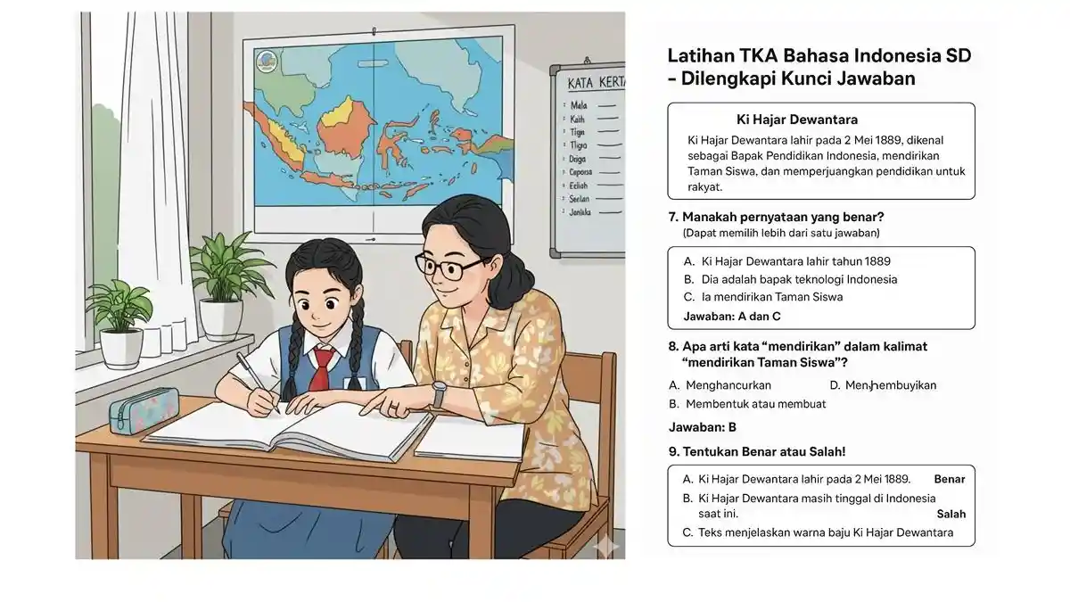 18 Latihan Soal TKA Bahasa Indonesia SD Lengkap Kunci Jawaban Pilihan Ganda