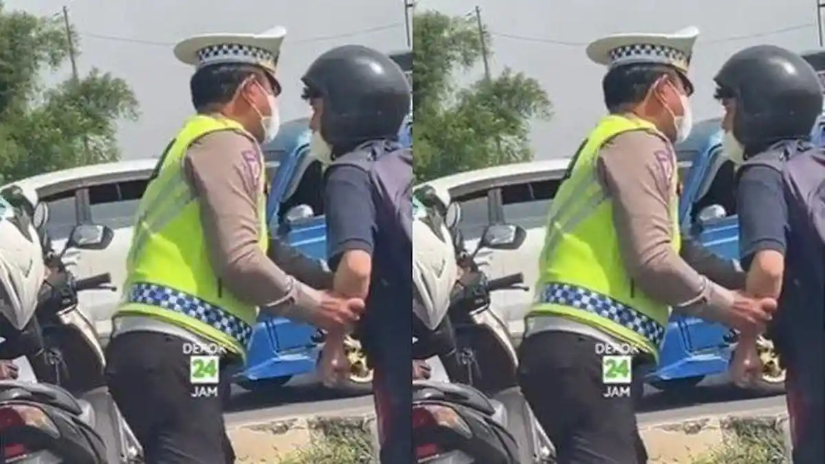OGAH Serahkan Tasnya untuk Diperiksa, Pengendara Motor Cekcok dengan Polisi di Pinggir Jalan