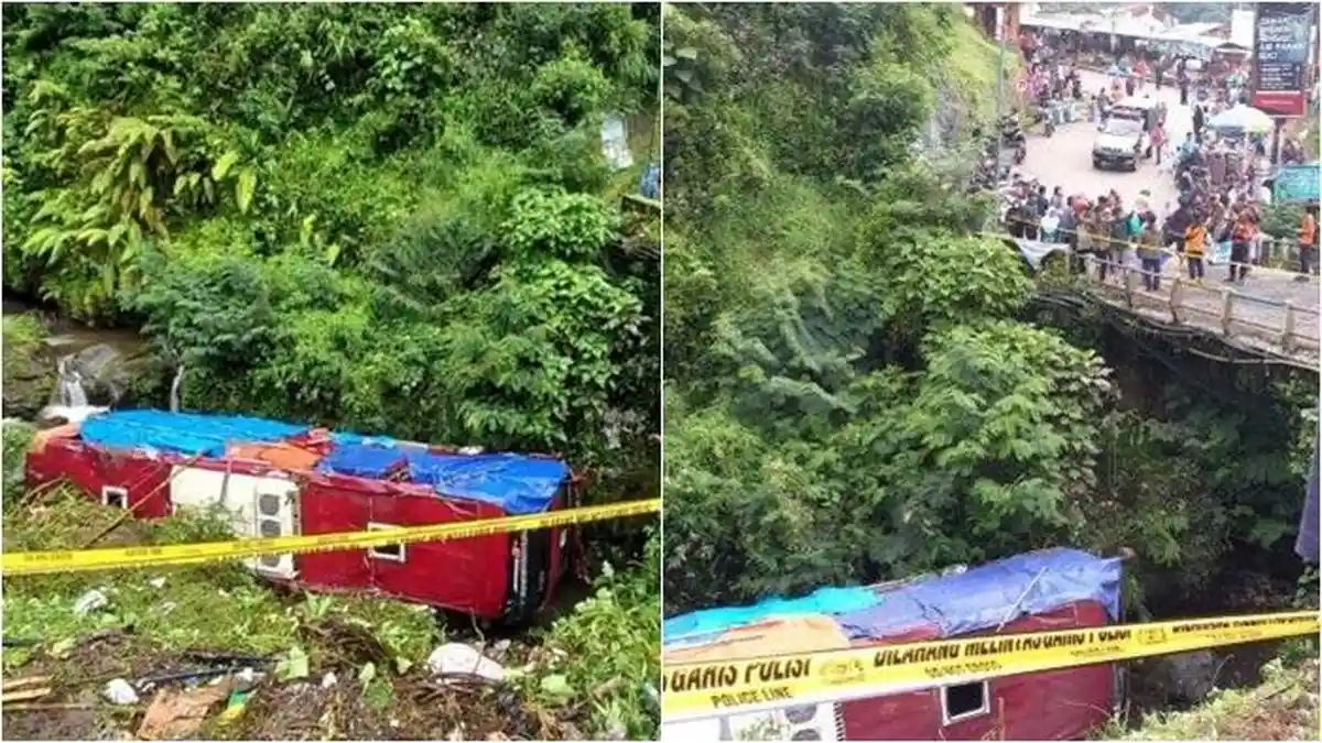 Kecelakaan Maut Tadi Pukul 08.30 WIB, 1 Penumpang Tewas, Bus Terjun ke Sungai Lalu Terguling