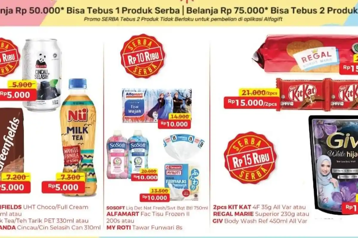 Promo Alfamart 30-31 Juli 2022, Serba Rp 5.000 Greenfields UHT, Tisu Wajah Rp 10.000