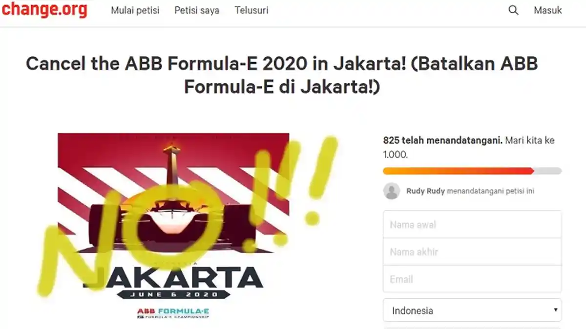 Penolakan Netizen Jakarta Jadi Tuan Rumah Formula E hingga Dibuat Petisi, Mending Pikirin Banjir!