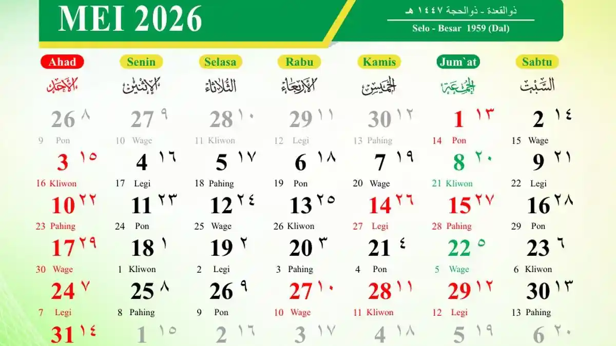Tanggal Merah Mei 2026 Ada Berapa? Cek Libur Nasional dan Cuti Bersama Mei 2026