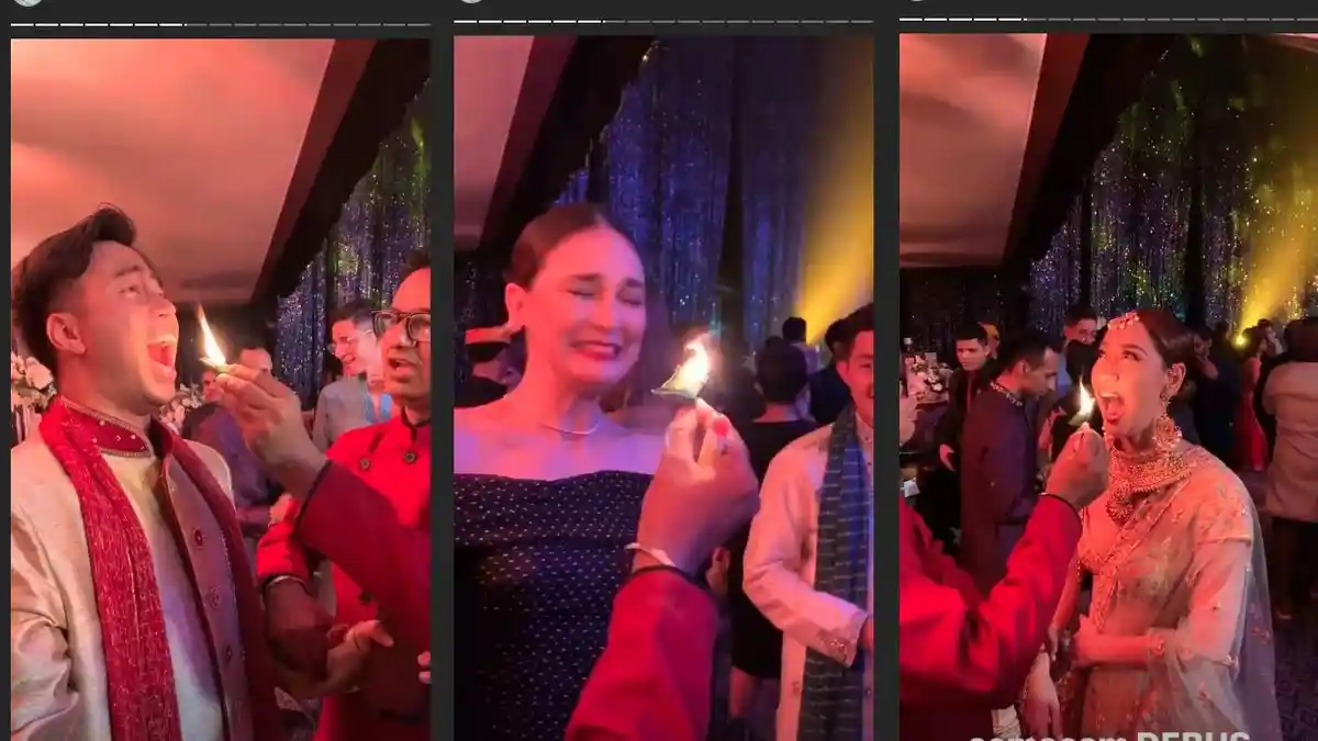 Hadiri Pernikahan Anak Raam Punjabi, Luna Maya, Vidi Aldiano dan BCL Disuapi untuk 'Memakan Api'!
