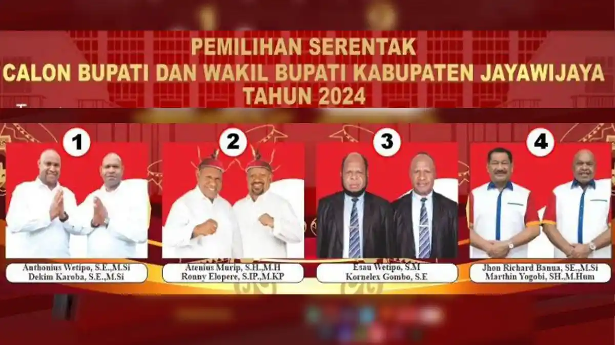 Update Real Count dan Rekapitulasi KPU Pilkada Jayawijaya 2024, Anthonius vs Atenius vs Esau vs Jhon