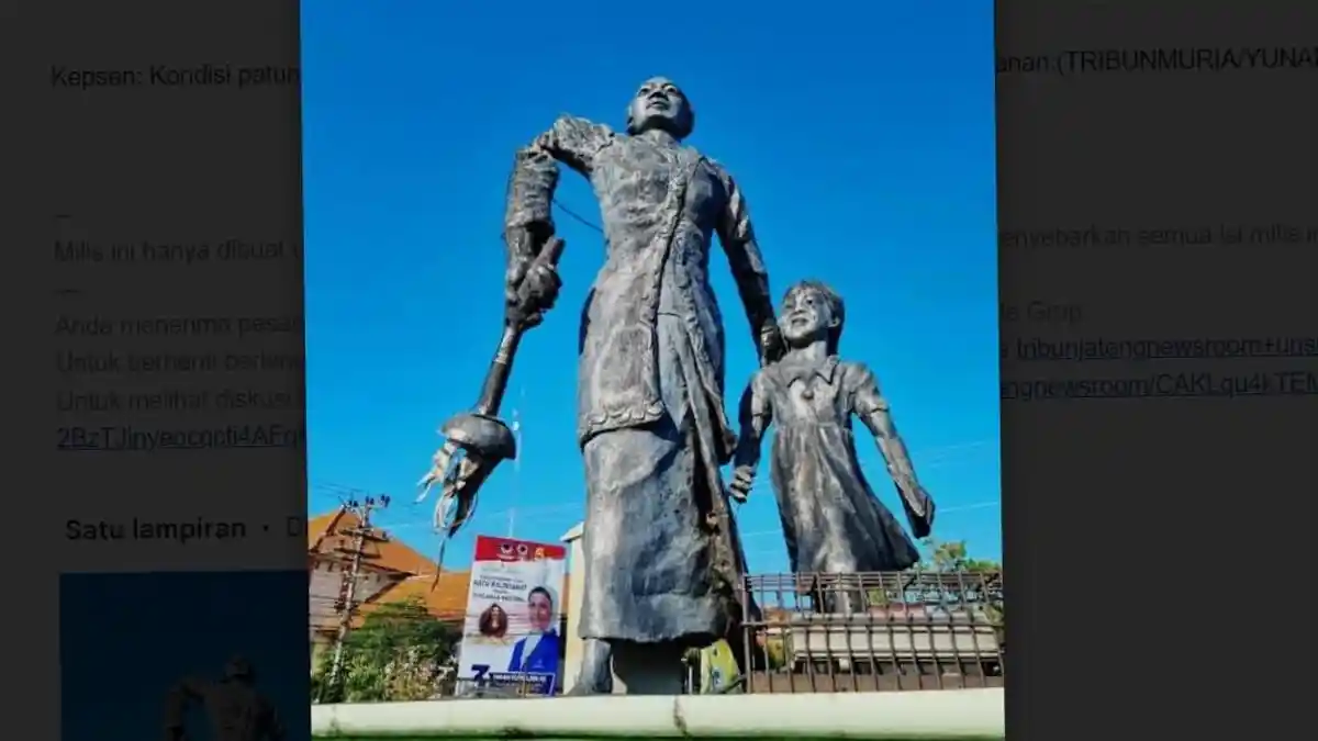 Tangan Patung RA Kartini di Jepara Patah, PUPR: Usianya Hampir 50 Tahun, 5 Hari Lagi Tersambung