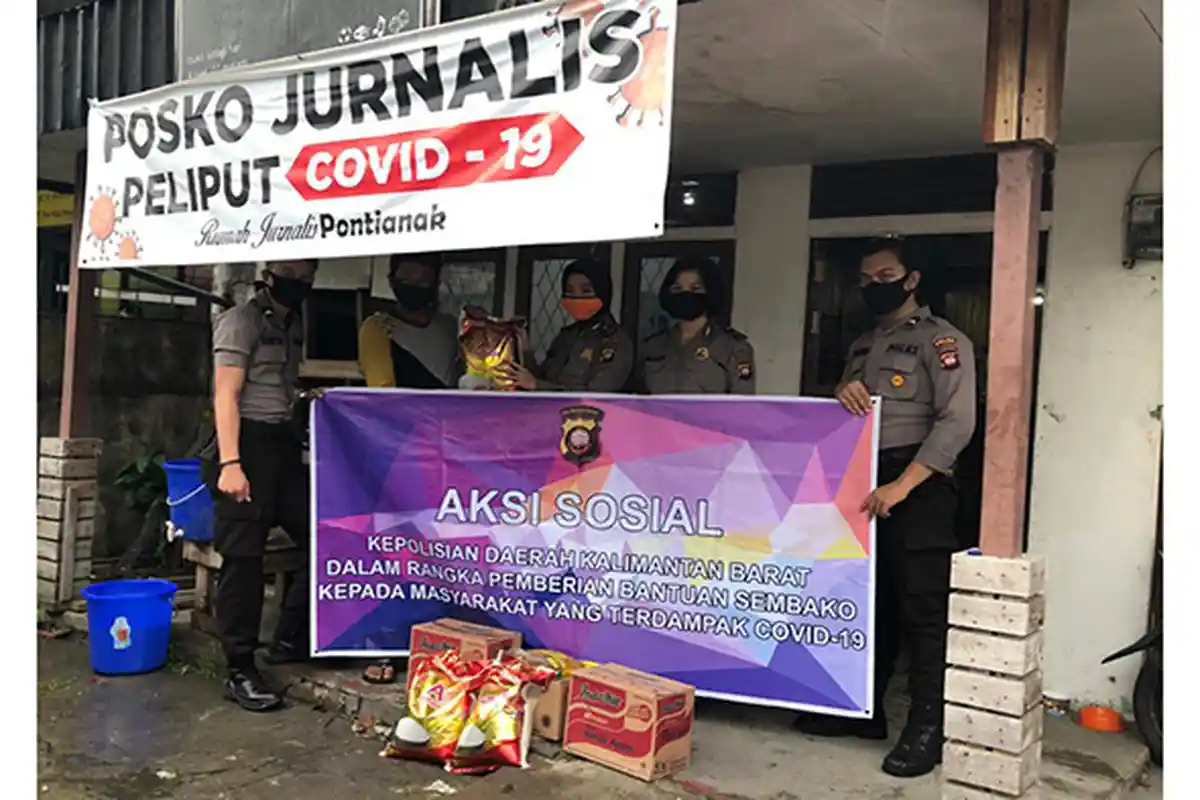 Polda Kalbar Gandeng Rumah Jurnalis Salurkan Bantuan ke Warga Terdampak Pandemi Covid-19