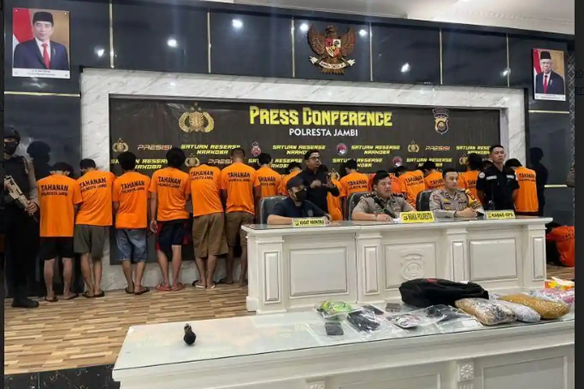 Polresta Kota Jambi Amankan 19 Pengedar Narkoba , Barang Bukti 2 Kilogram Sabu dan Ganja