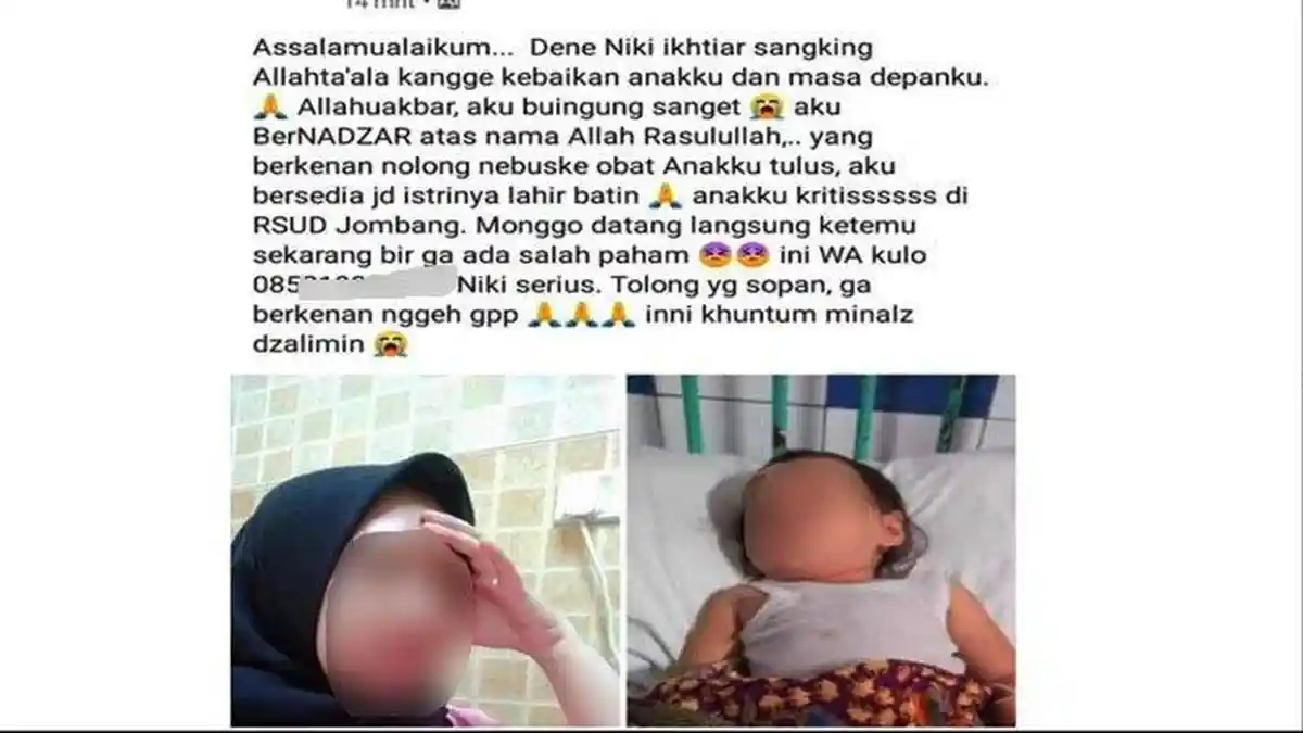 Viral Ibu Muda Curhat di Medsos, Anaknya Kritis dan Rela Dinikahi Pria Manapun yang Bisa Tebus Obat