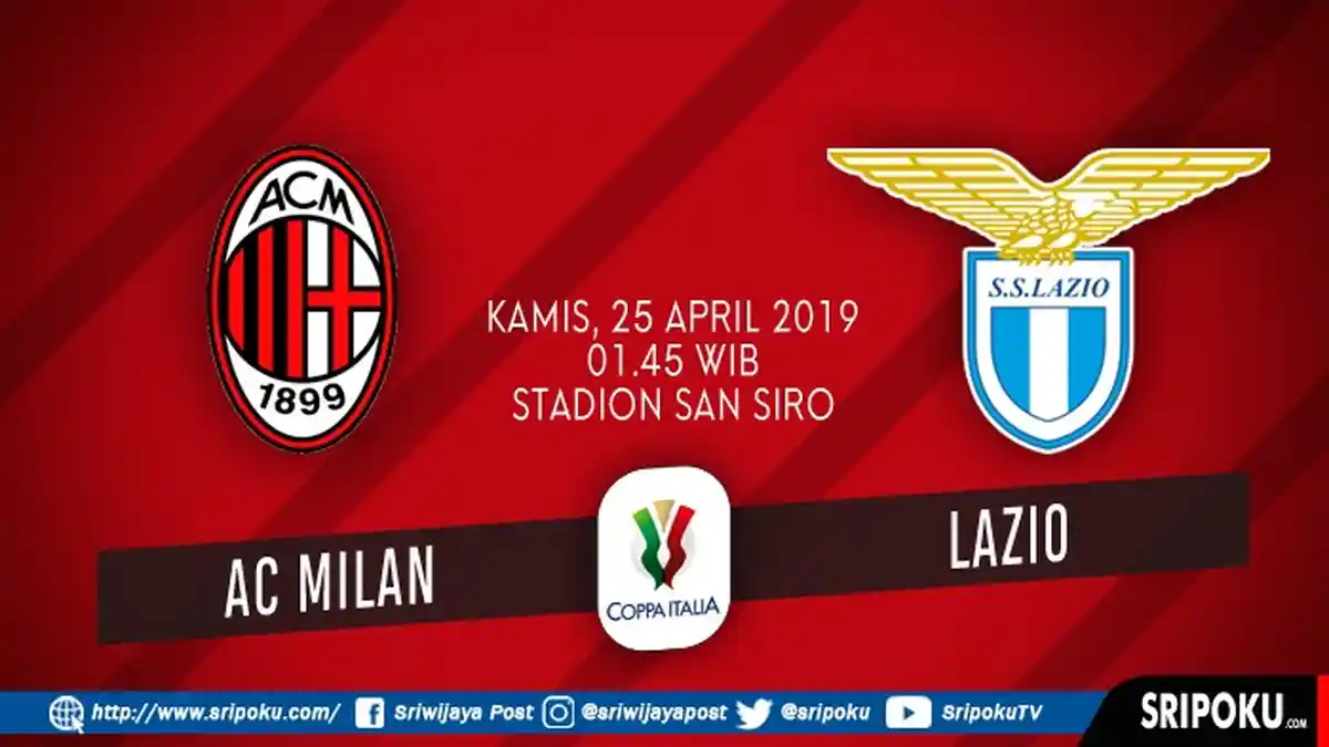 Jadwal Semifinal Leg Kedua Coppa Italia Hari Ini, AC Milan Vs Lazio