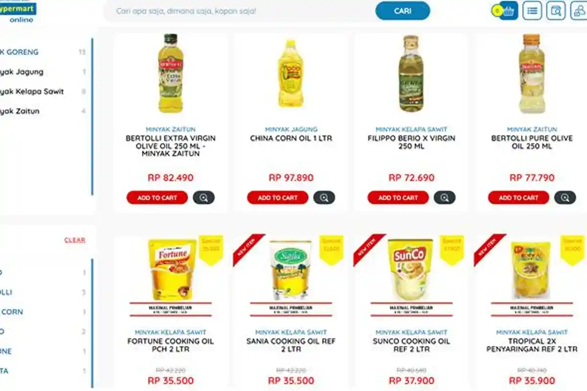 Harga Minyak Goreng di Hypermart Hari Ini Sabtu 15 April 2023: SunCo 2L Diskon Jadi Rp 37.900
