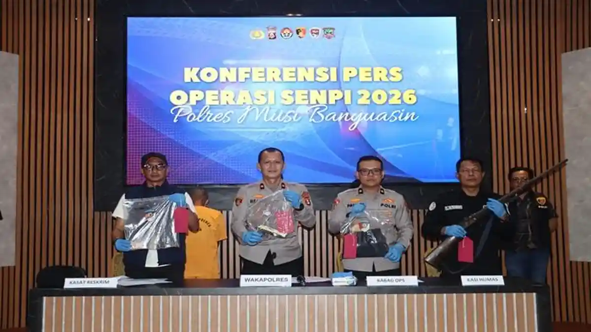 Operasi Senpi Musi 2026, Belasan Senjata Api Serahan Masarakat dan Tersangka Diamankan di Muba - Sripoku.com
