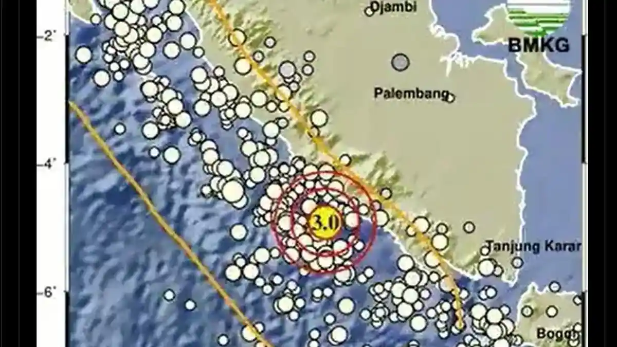 Gempa Bumi Terkini, Magnitudo 3.0 Guncang BENGKULU-SELATAN dengan Kedalaman 18Kilometer