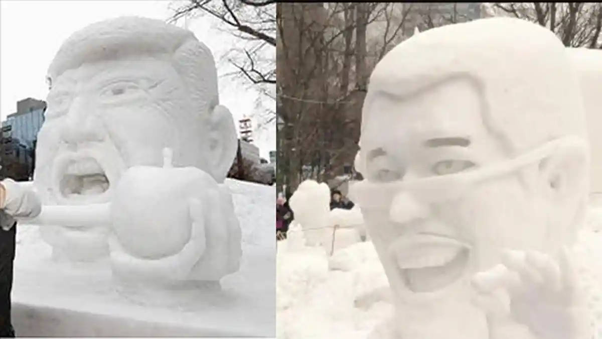 Festival Salju Sapporo Jepang Tampilkan Wajah Trump dan Pico Taro 'PPAP'