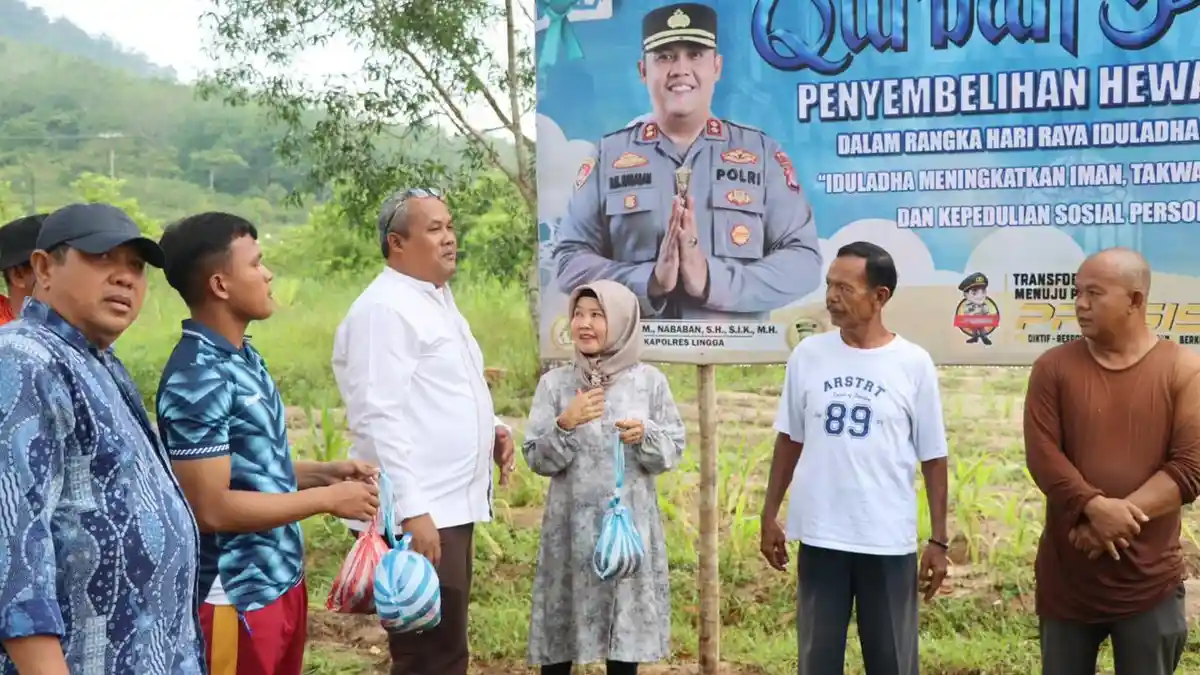 Polres Lingga Sembelih 8 Sapi dan 3 Kambing pada Idul Adha 1447 H, Bagikan Daging ke Warga