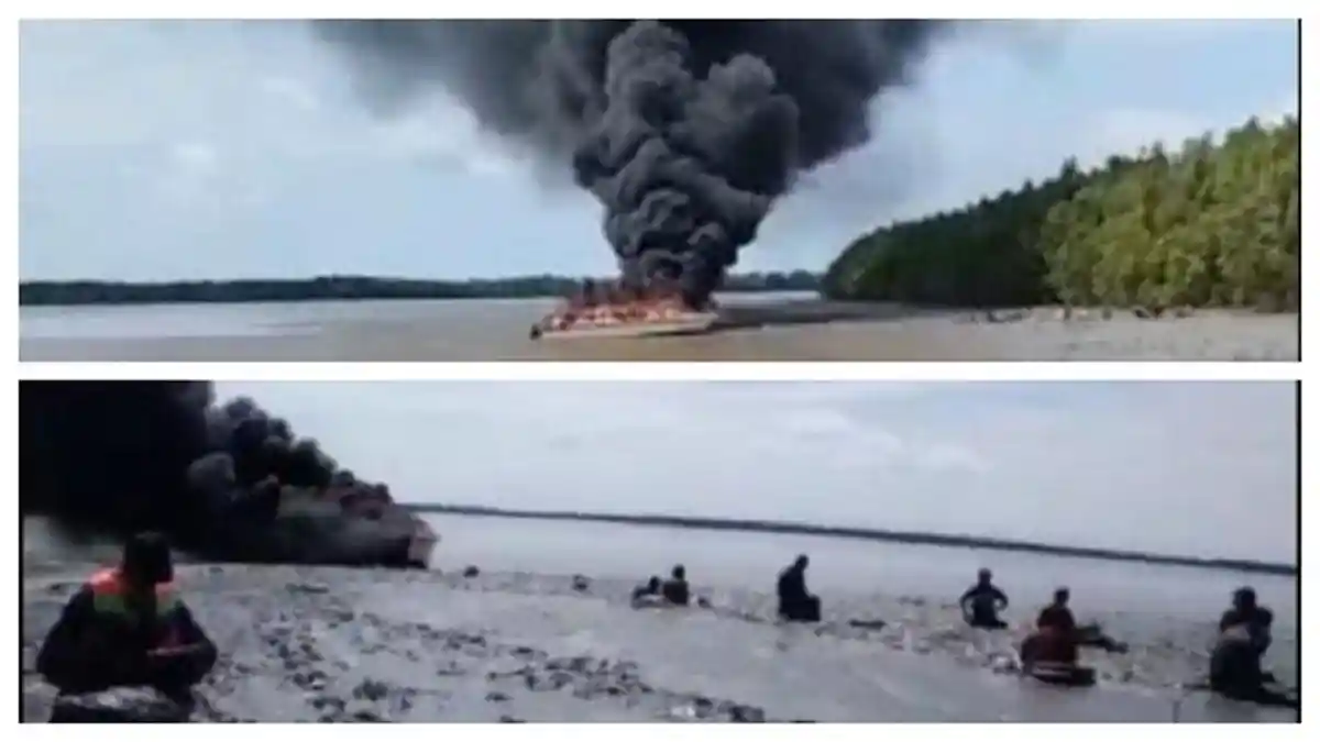 Speedboat Minsen Terbakar di Perairan Sekatak Bulungan, Penumpang Berenang Menyelamatkan Diri