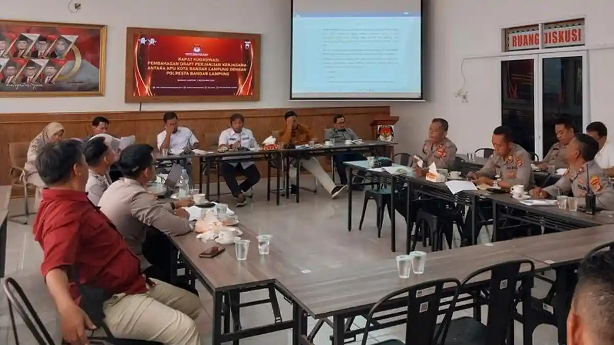 KPU Bandar Lampung dan Polresta Bahas Draf MoU Ciptakan Pemilu Damai dan Kondusif