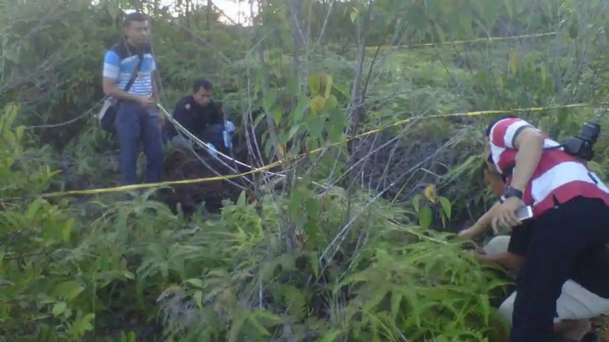 Polisi Olah TKP Penemuan Kerangka Lia Arzalina
