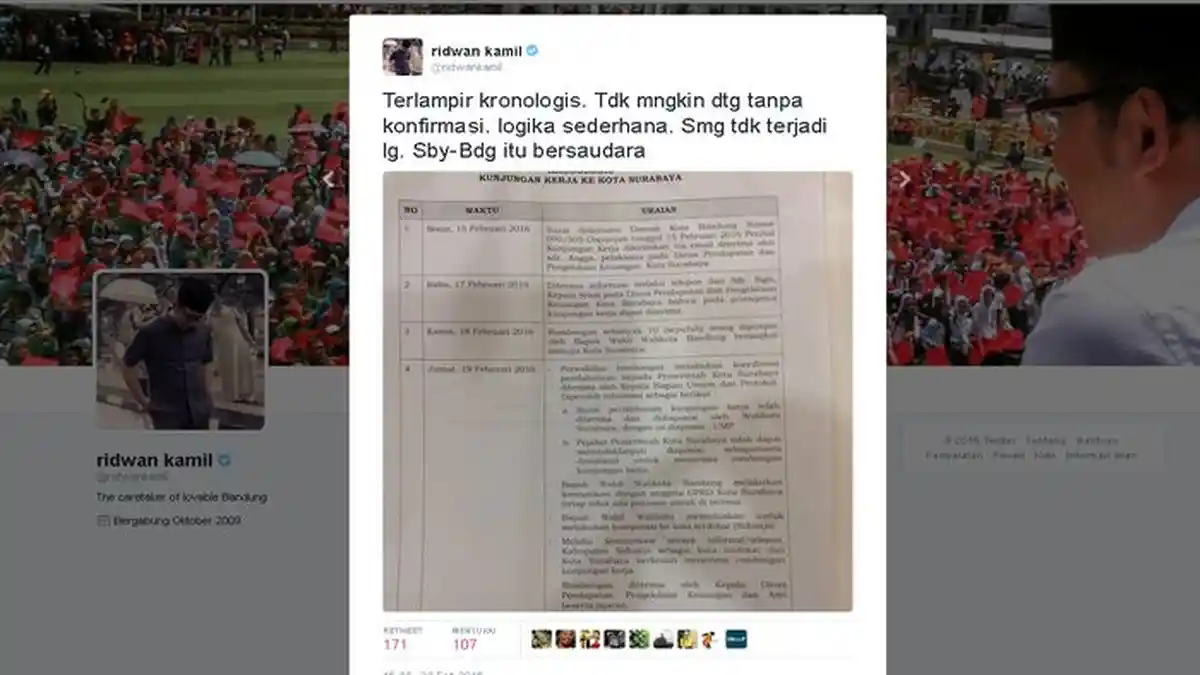 Kicauan Ridwan Kamil Dapat Tanggapan Langsung dari Anggota DPRD Kota Bandung