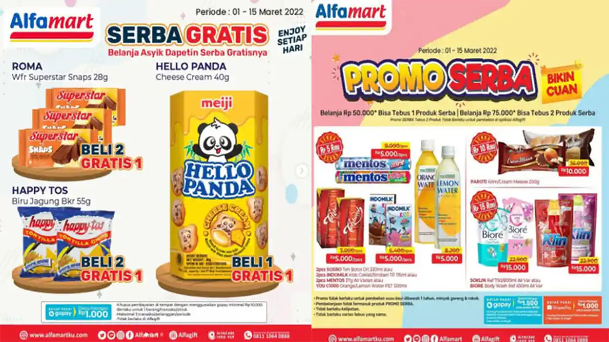 Promo Alfamart Hari Ini 14 Maret 2022, Promo Hemat Sabun Deterjen Serba Gratis Snack Beli 1 Gratis 1