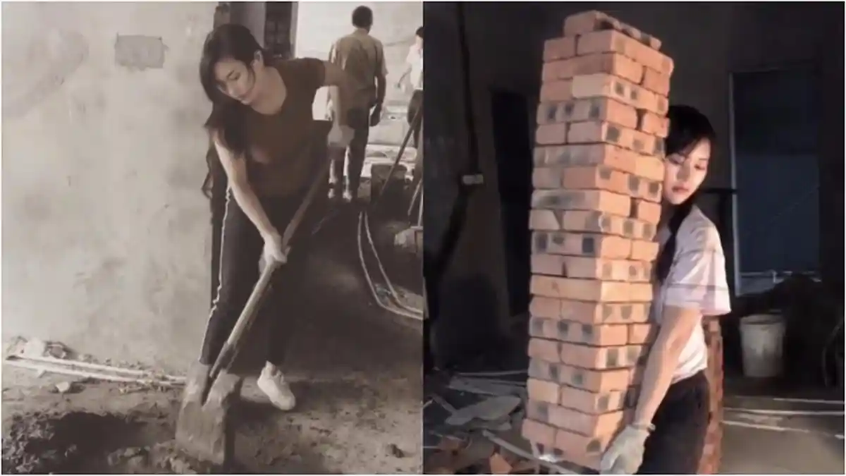 Demi Tujuan Mulia, Wanita Cantik Ini Rela Jadi Tukang Bangunan