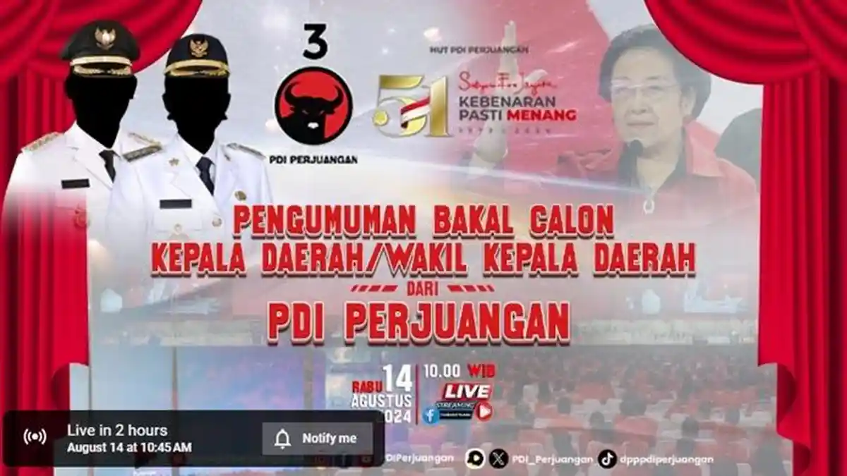 Live Streaming Pengumuman Bakal Calon Kepala Daerah dari PDIP, Isran Noor Dapat Rekomendasi?
