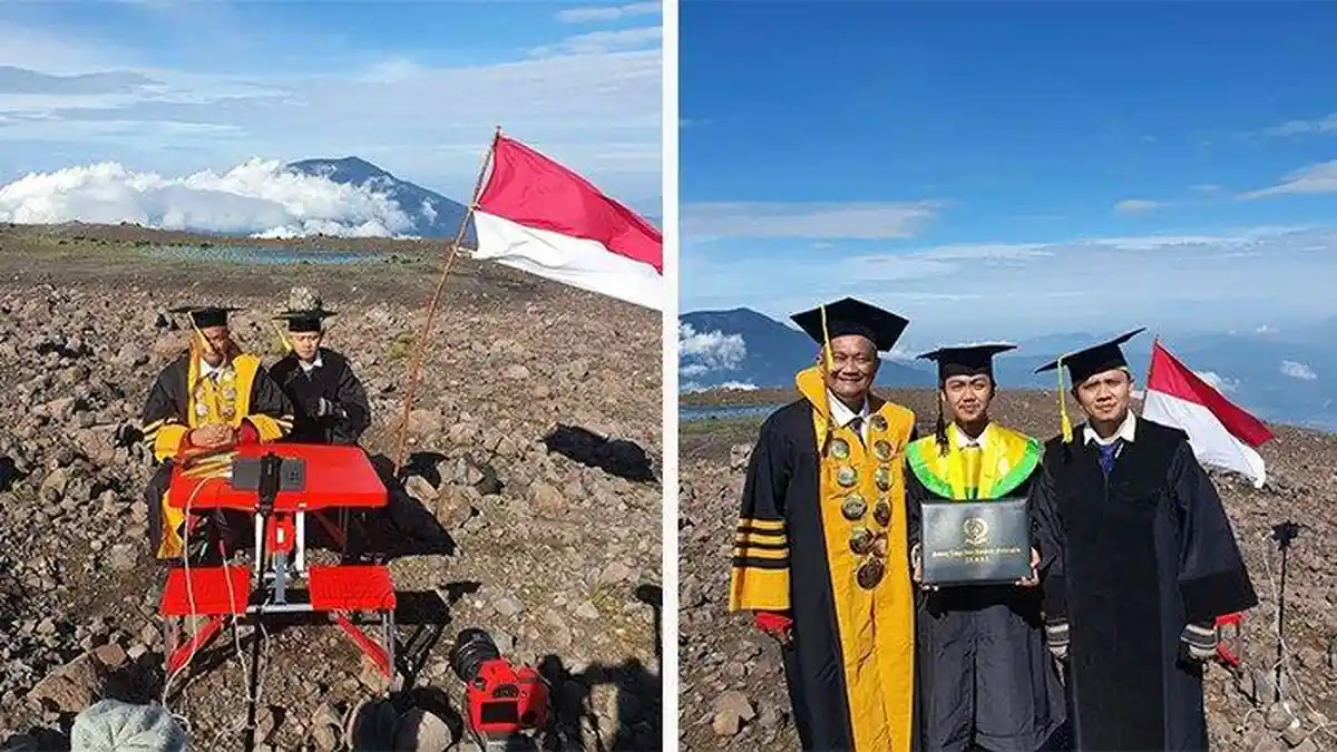 Viral Wisuda di Puncak Gunung Marapi, Sempat Ada Badai dan Kabut hingga Berjuang Mendaki 7 Jam