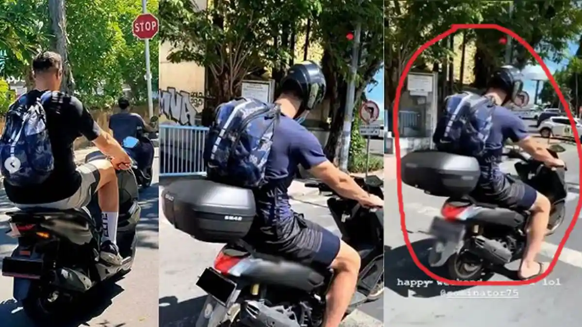 Viral Pria Berpostur Tinggi Naik Sepmor Hingga Tutupi Seluruh Jok, Ternyata Ini Orangnya