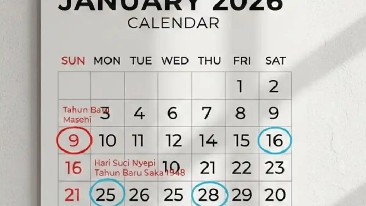 Rencana Libur Awal Tahun: Berikut  Daftar Tanggal Merah dan Long Weekend Sepanjang Januari 2026