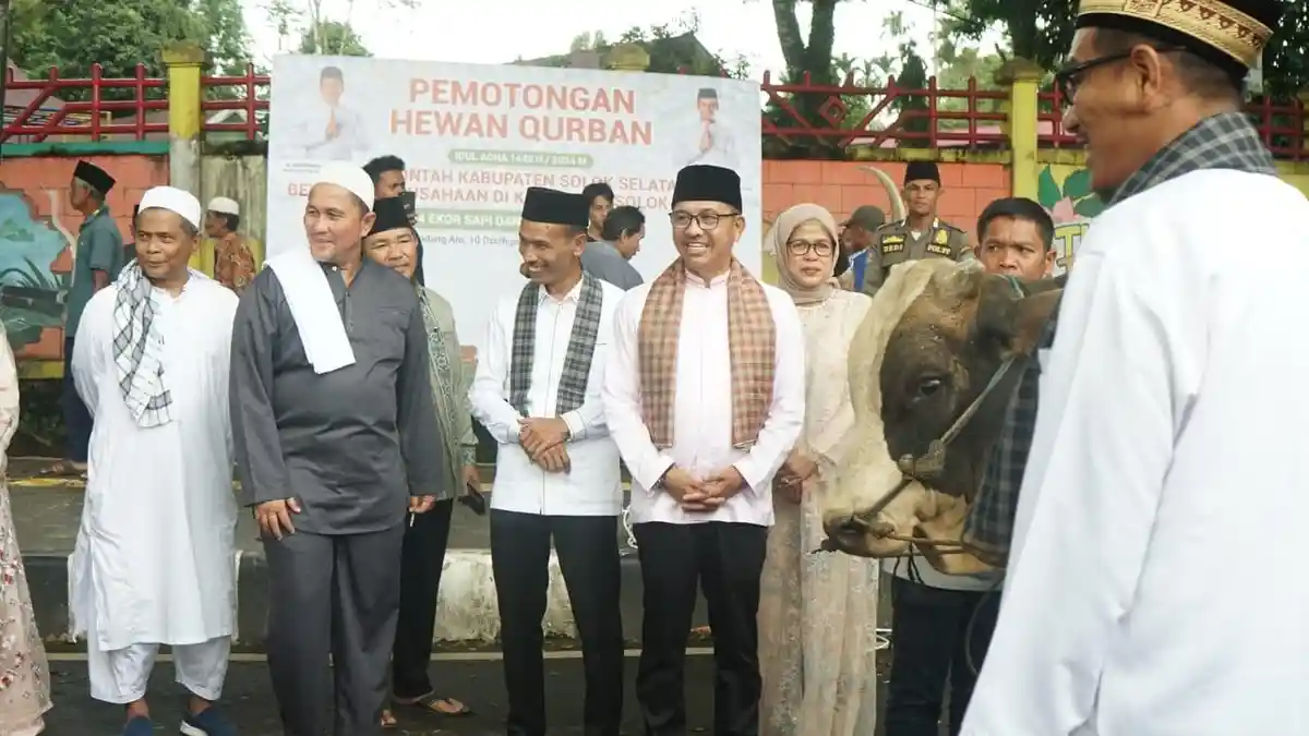 Pemkab Solok Selatan dan Forum TJSLP Tebar 44 Ekor Hewan Sapi Kurban