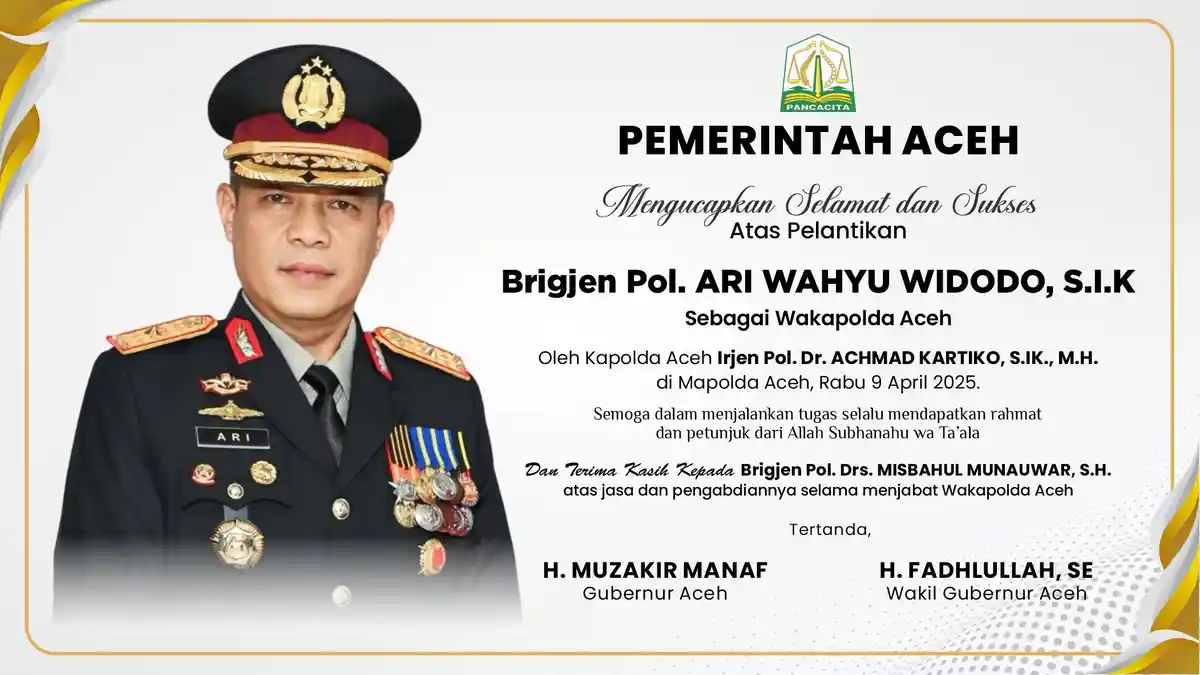 Pemerintah Aceh Mengucapkan Selamat Atas Pelantikan Wakapolda Aceh